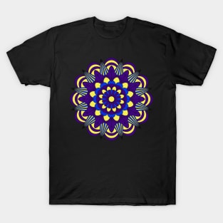 Blue and yellow yoga and meditation flower T-Shirt